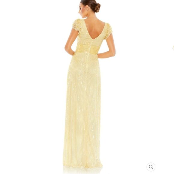 Mac Duggal 5646 Womens EMBELLISHED FLUTTER CAP SLEEVE A LINE GOWN Runs Large - Picture 4 of 15